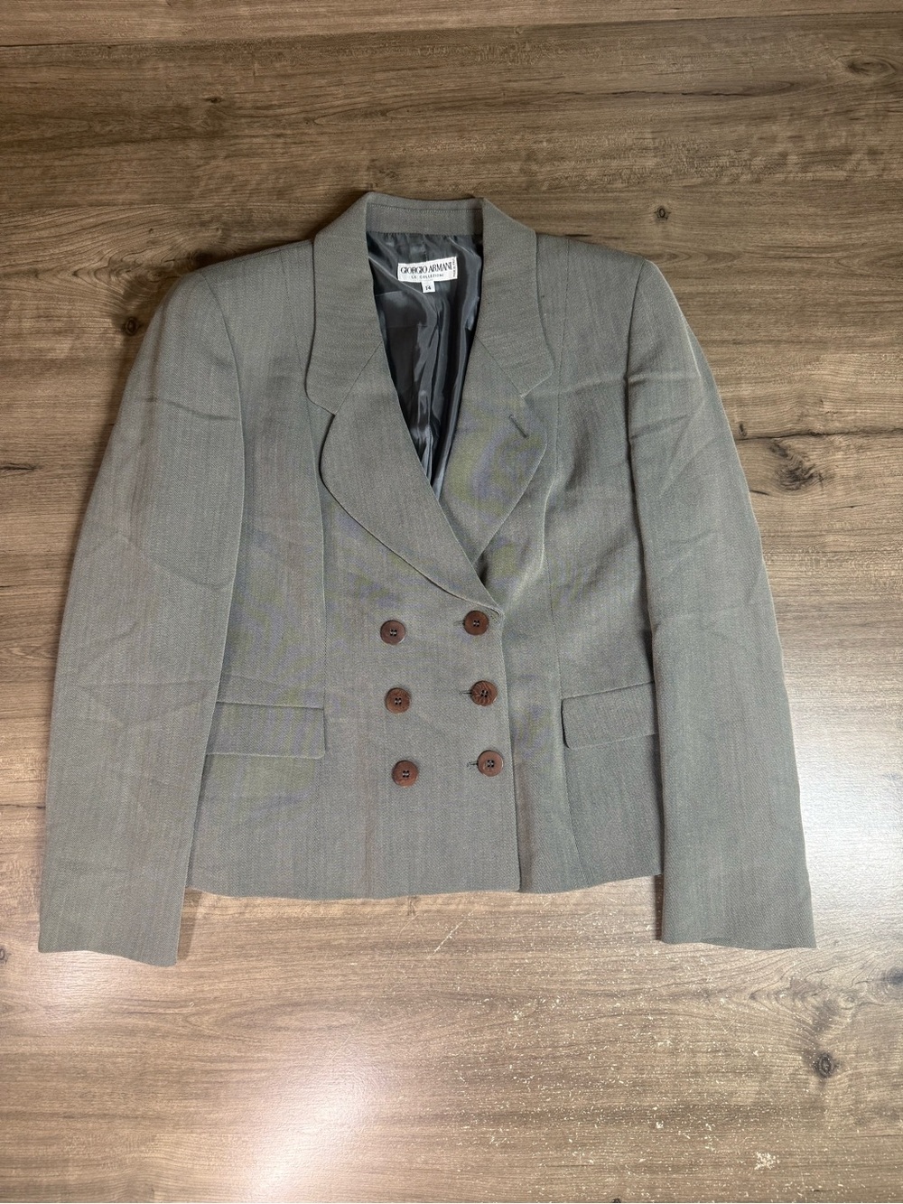 Vintage Giorgio Armani Le Collezioni Blazer Women 14 Double Breasted Wool Italy